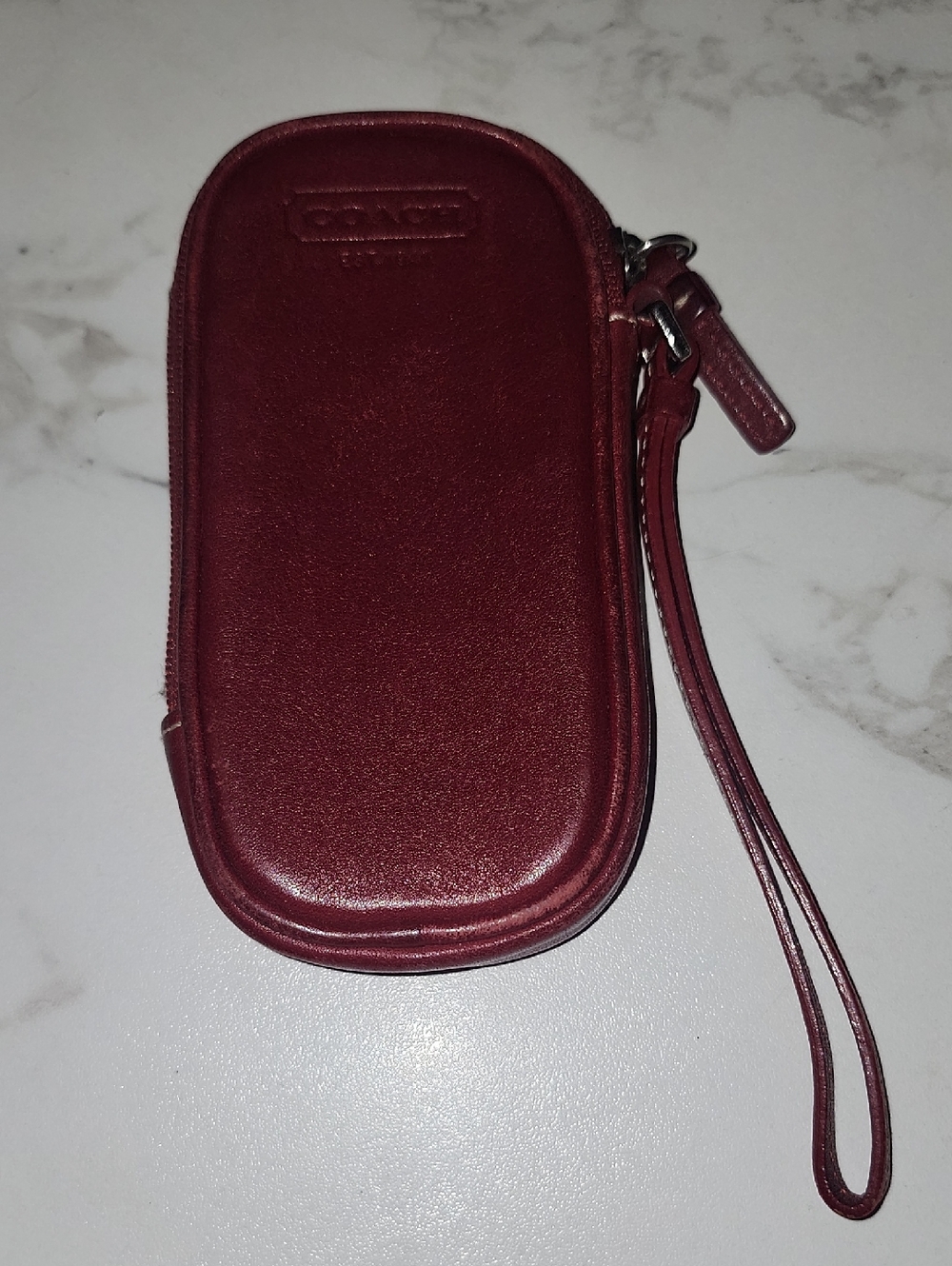 Coach Wine Red Leather Wristlet Case
